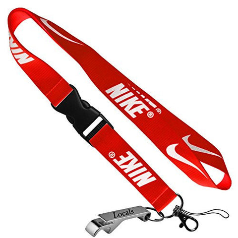 Nike Cell Phone Keychain Lanyard Keys ID MP3 Holder Neck Straps with LOCALS Bottle Opener (RED)