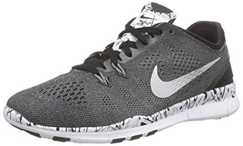 Nike Womens Free 5.0 Tr Fit 5 Prt Training Shoe (8 B(M) US, Black/Mtllc Slver/White/Cl Gry)