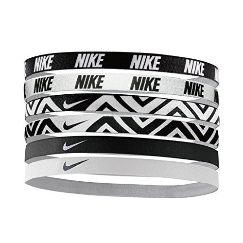 Nike Printed Headbands Assorted 6pk (One Size Fits Most, Black/White)