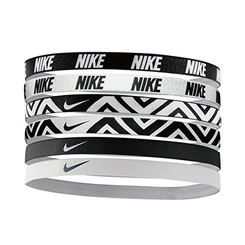 Nike Printed Headbands Assorted 6pk (One Size Fits Most, Black/White)