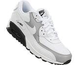 NIKE WOMENS AIR MAX 90 WHITE/WHITE/WOLF GREY/BLACK RUNNING SHOE 6.5 WOMEN US