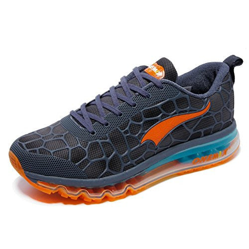 Onemix Men's Lightweight Air Cushion Sport Running Shoes Lake Blue Orange Size 8.5