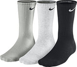 Nike Cotton Cushion Crew Socks - Large (Men's size 8-12) - Grey/Black/White (Pack of 3)