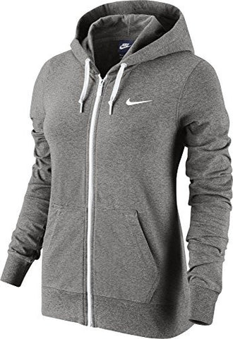 New Nike Women's Jersey Full-Zip Hoodie Dk Grey Heather/White/White X-Large
