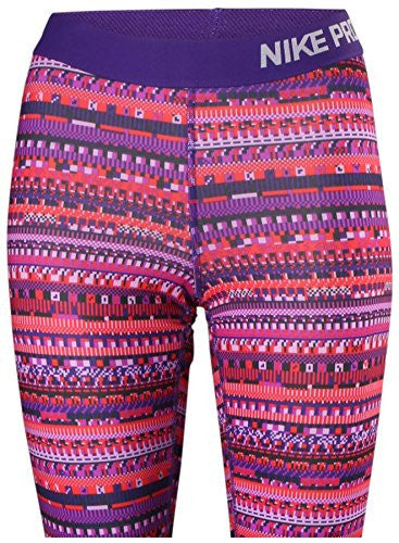 Nike Women's Dri-Fit Pro Warm 8 Bit Training Tights-Prple-Rd-Blk-Small