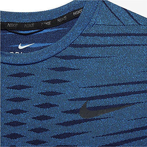 Nike Mens Dry Knit Dri-Fit Short Sleeve Training Shirt Blue (Small)